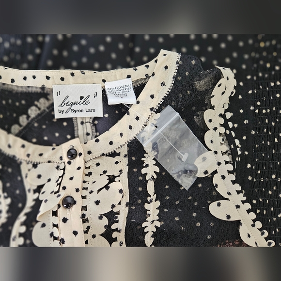 Anthropologie X beguile by Byron Lars Black/White Lace Polka Dot Dress - Picture 5 of 6